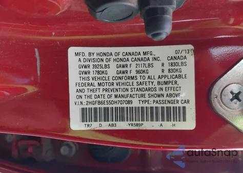 2013 Honda Civic Si from USA, damaged, VIN 2HGFB6E55DH707089